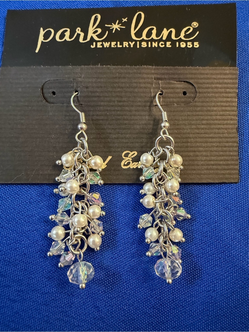 Park Lane Pearl & Crystal Cluster Dangle Earrings New